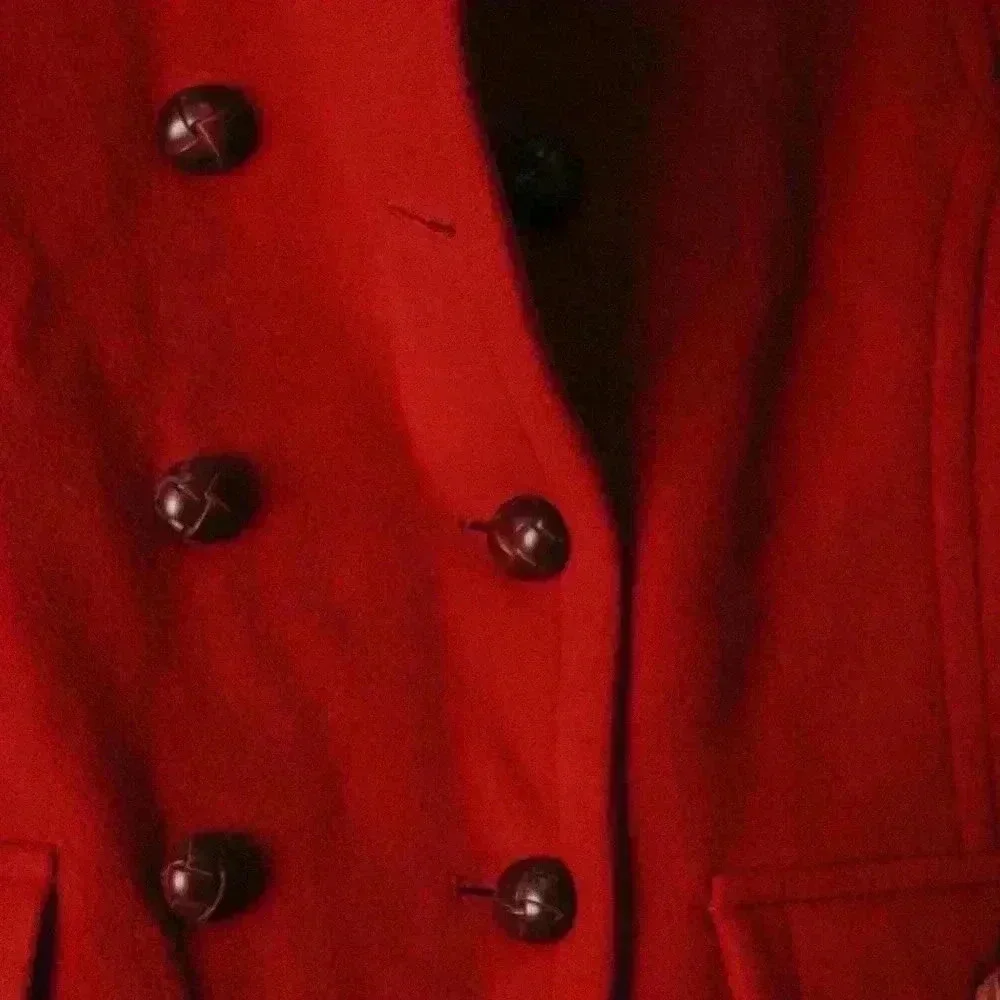 Lands' End Red Wool Long Coat women's 14 vintage pea coat winter warm - Picture 3 of 10